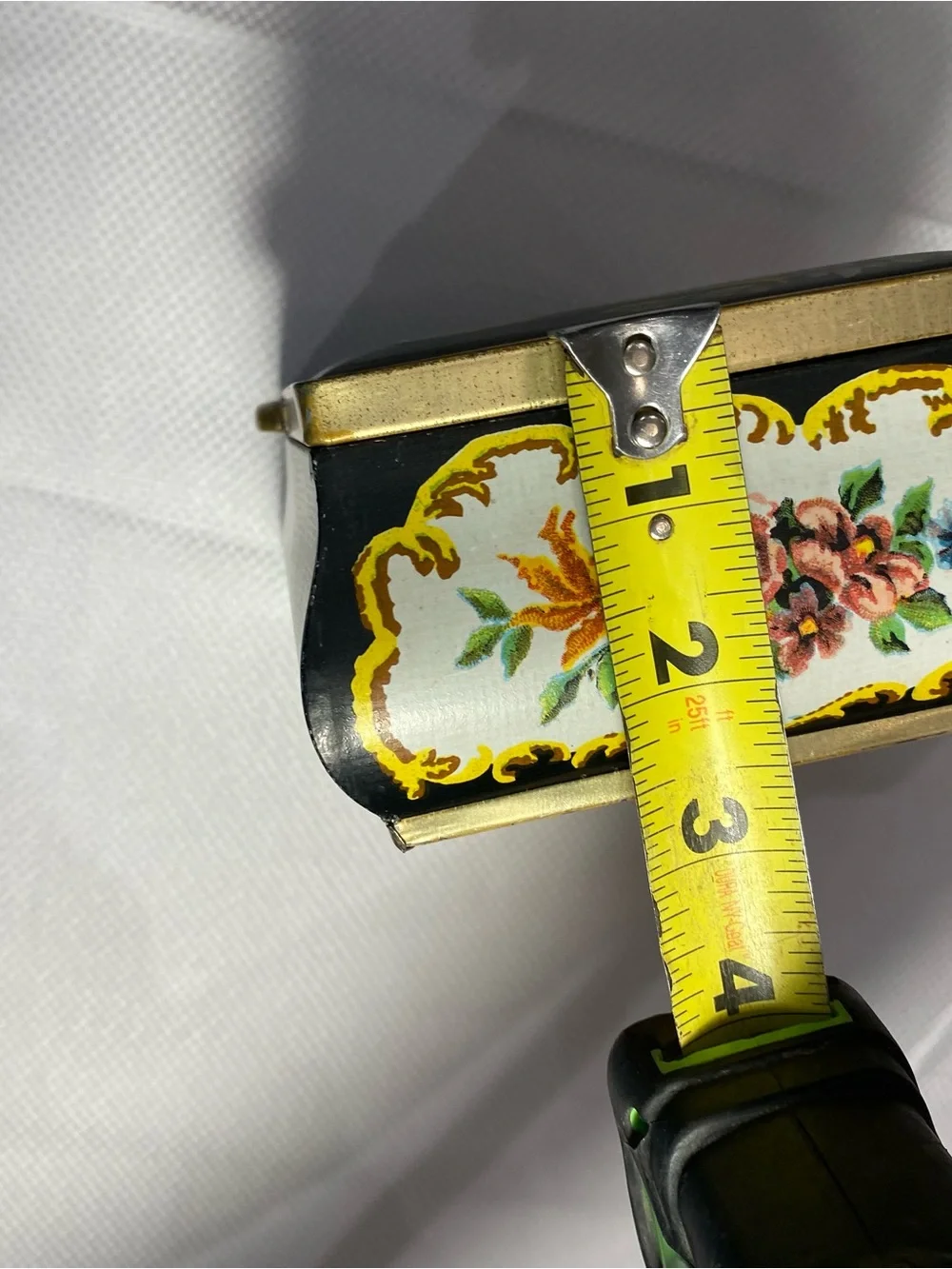 Trinket Box Floral Enamel with Gold Trim from Holland